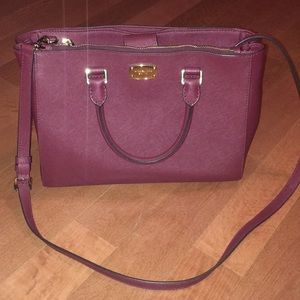 Michael kors plum satchel Saffiano leather